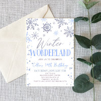Winter Wonderland Blue Snowflake Geburtstagsparty