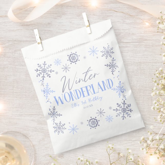 Winter Wonderland Blue Snowflake Geburtstagsparty Geschenktütchen (Ausgeschnitten)