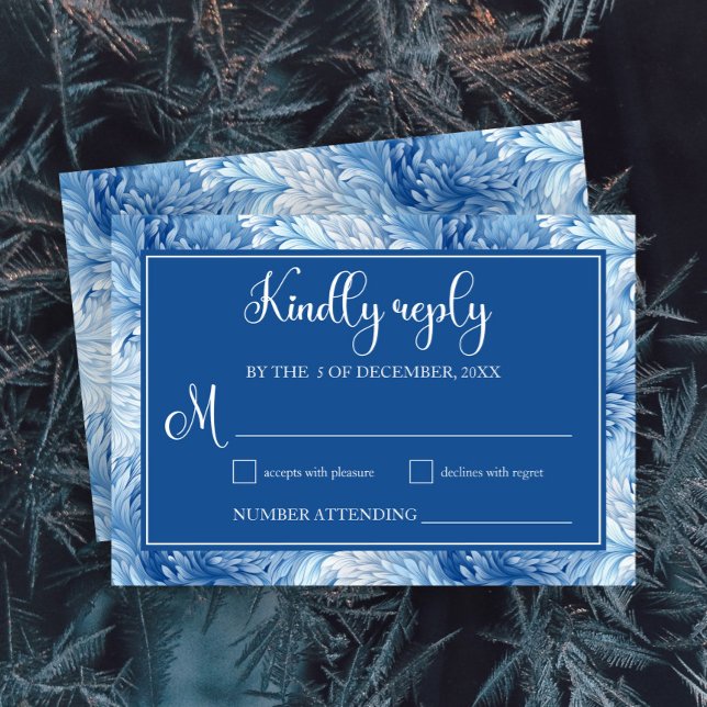 Winter Wonderland Blue Snowflakes Hochzeit RSVP Karte (Von Creator hochgeladen)