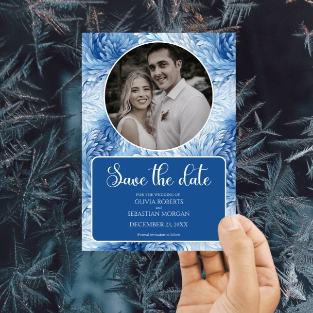 Winter Wonderland Blue Snowflakes Hochzeit Save The Date (Von Creator hochgeladen)