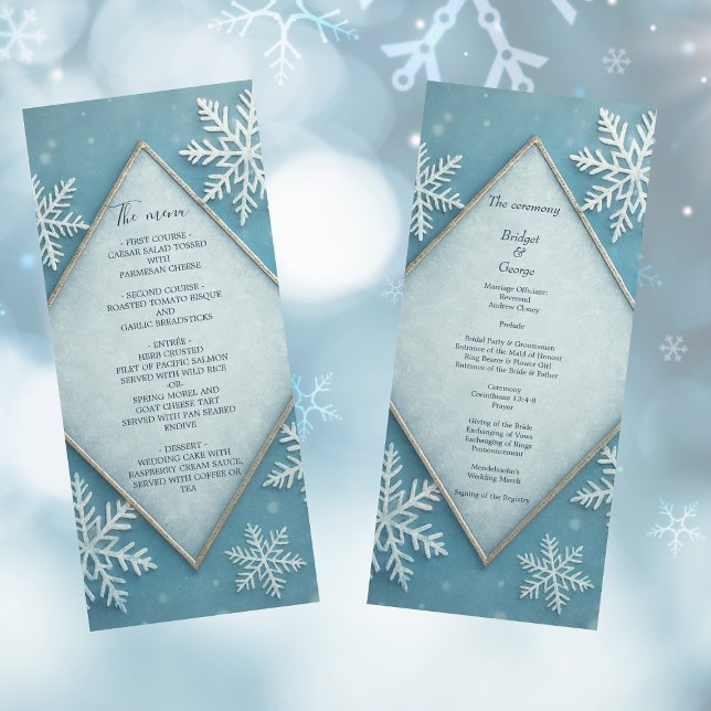 Winter Wonderland Blue Snowy Romantique menu maria (Créateur téléchargé)