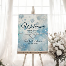 Winter Wonderland Blue Wedding Willkommenszeichen