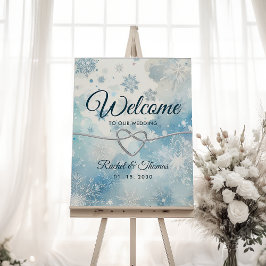 Winter Wonderland Blue Wedding Willkommenszeichen Poster