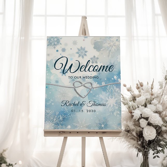 Winter Wonderland Blue Wedding Willkommenszeichen Poster (Von Creator hochgeladen)