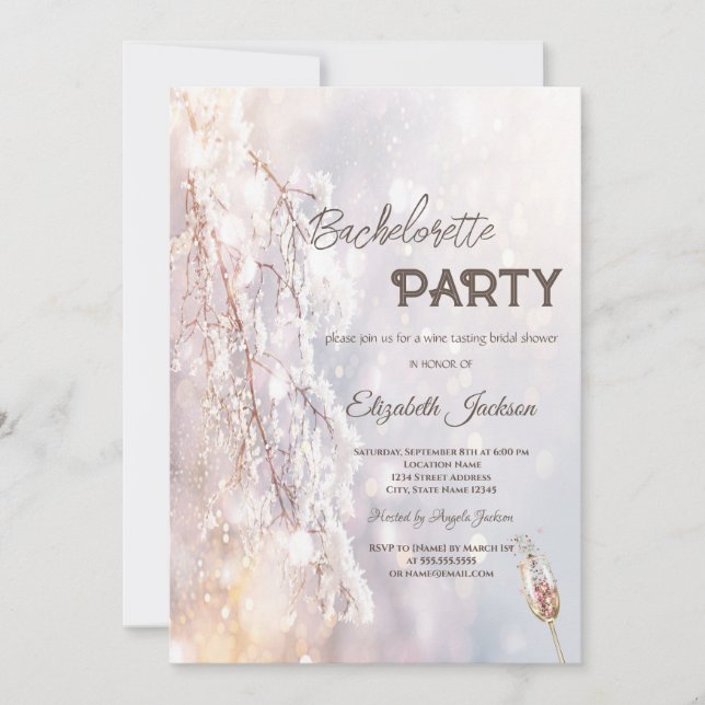 Winter Wonderland Branches Bachelorette Einladung (Vorderseite)