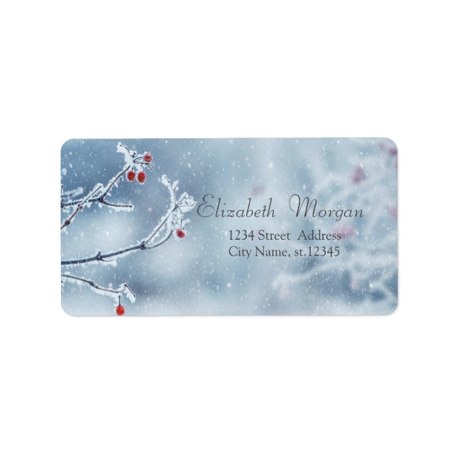 Winter Wonderland Branches Blue Adressaufkleber (Vorne)