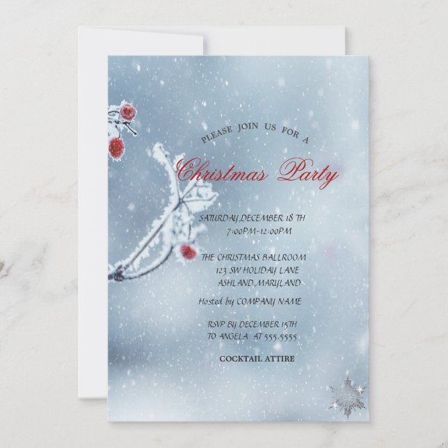 Winter Wonderland Branches Blue Company Christmas  Einladung (Vorderseite)