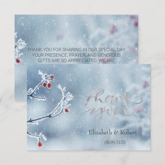 Winter Wonderland Branches Blue Dankeskarte (Vorne/Hinten)