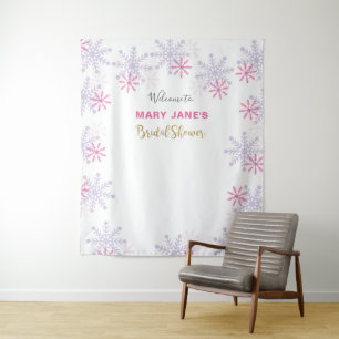 Winter Wonderland Brautparty Pinker Schneeblume  Wandteppich