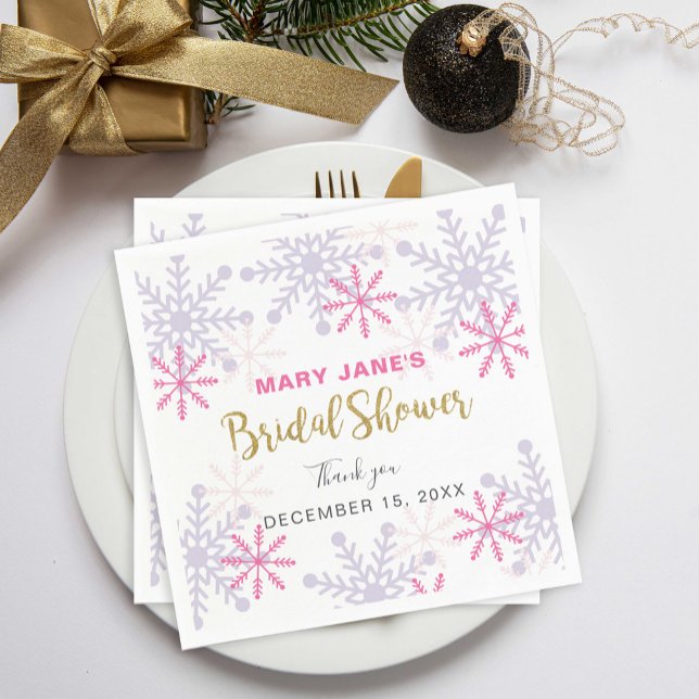 Winter Wonderland Brautparty Rosa Schneeflocke Serviette (Von Creator hochgeladen)