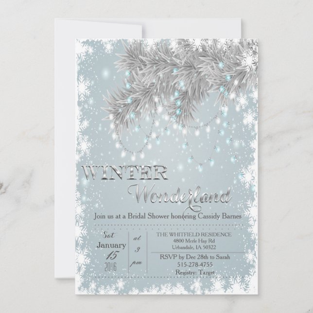 Winter Wonderland Bridal Dusche Einladung (Vorderseite)