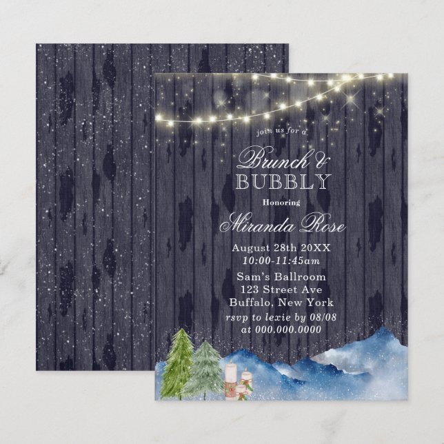 Winter Wonderland | Brunch & Bubbly Einladungen (Vorne/Hinten)