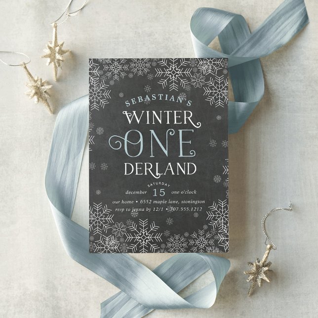 Winter Wonderland Chalkboard Premier Invitation d' (Créateur téléchargé)