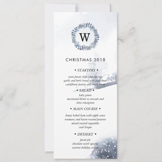 Winter Wonderland Christmas Dinner Menu Invitation (Devant)