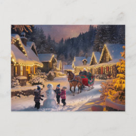Winter Wonderland Christmas Snowy Village Postkarte