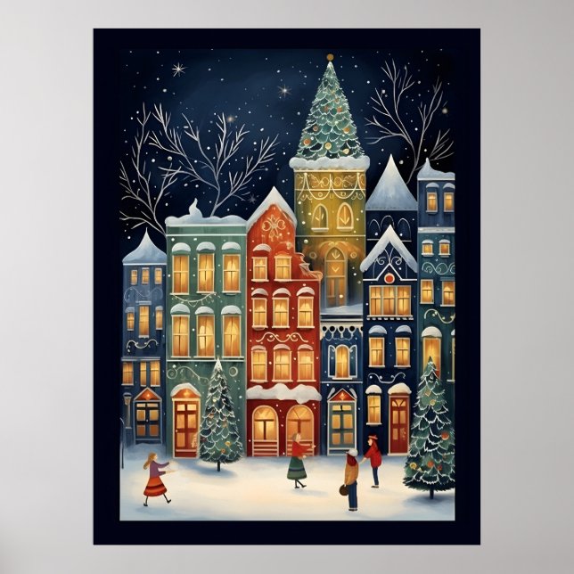 Winter Wonderland Cityscape Jote affiche de Noël (Devant)