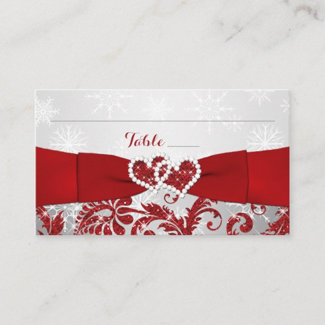 Winter Wonderland, Coeurs Joints Cartes de Place - (Devant)