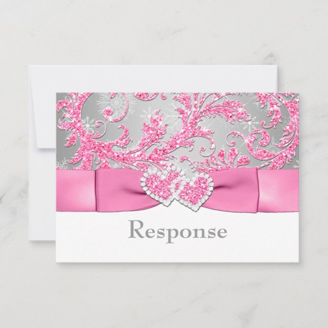 Winter Wonderland Coeurs joints RSVP - Rose (Devant)