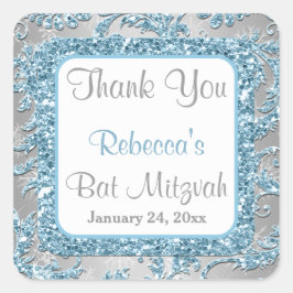 Winter Wonderland Damask Bat Mitzvah Sticker 4