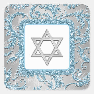 Winter Wonderland Damask Bat Mitzvah Sticker 6
