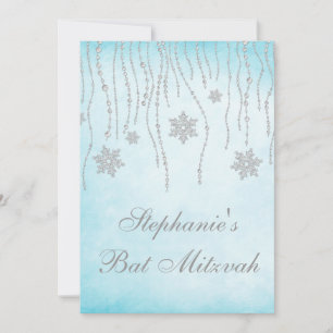 Winter Wonderland Diamond Schneeflocken Bat Mitzva Einladung