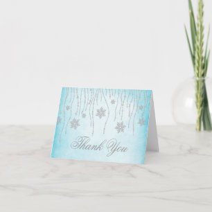 Winter Wonderland Diamond Snowflakes Thank You Dankeskarte