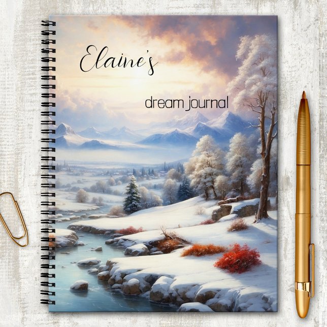 Winter Wonderland Dream Journal Notizbuch (A dreamy notebook featuring an artistic winter wonderland scene with a hazy sun - dream journal)