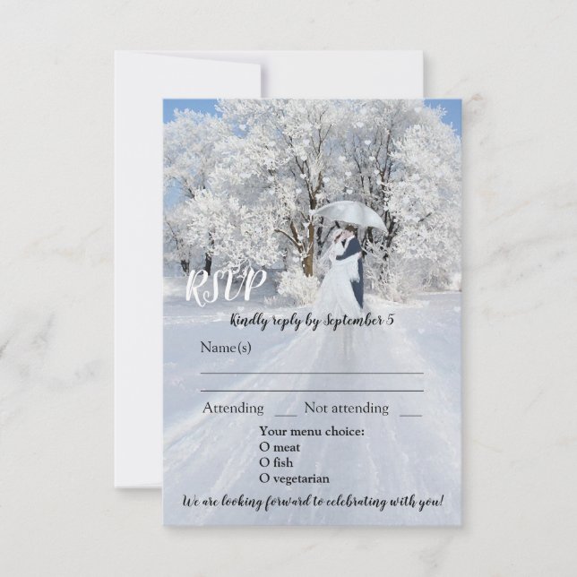Winter Wonderland Dream Wedding RSVP Card Einladung (Vorderseite)