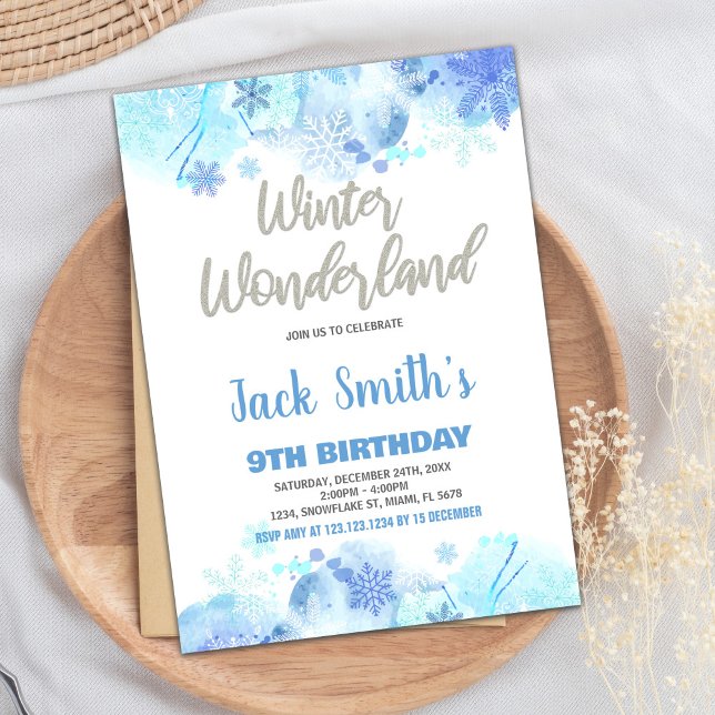 Winter Wonderland Einladungen Blauer Silberschnee (Winter Wonderland Invitations Blue Silver Snow)