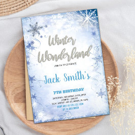 Winter Wonderland Einladungen Blue Silver Glitzer