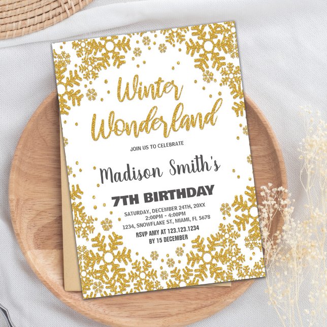 Winter Wonderland Einladungen Gold Glitzer (Winter Wonderland Invitations Gold Glitter)
