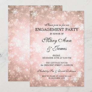 Winter Wonderland Elegante Engagement Party Kupfer Einladung