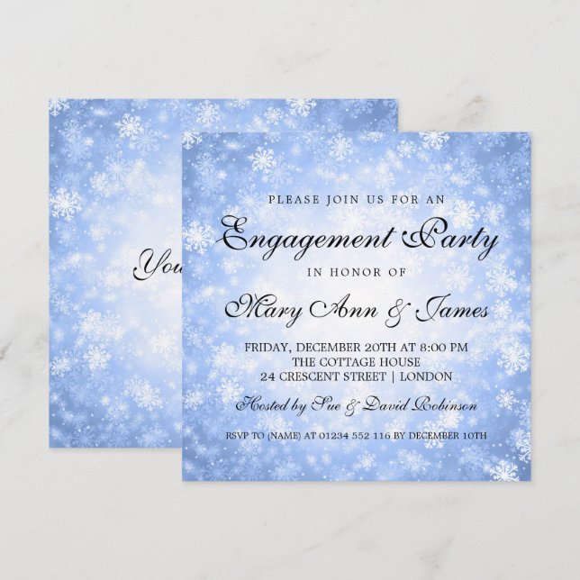 Winter Wonderland Elegantes Engagement Einladung (Vorne/Hinten)