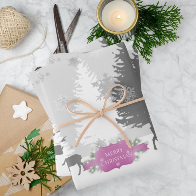 Winter Wonderland Enveloppement Feuilles de papier (Magenta Winter Wonderland Wrapping Paper Sheets)
