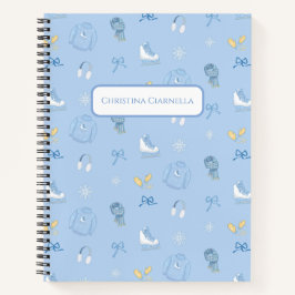 Winter Wonderland Figure Skater Blue Notebook Notizbuch
