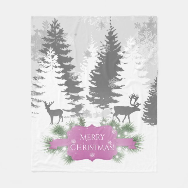 Winter Wonderland Fleece Blanket - Magenta (Vorderseite)