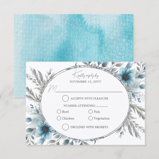 Winter Wonderland Floral RSVP (Devant / Derrière)