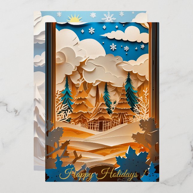 Winter Wonderland Foil Card Folieneinladung (Vorderseite/Rückseite)