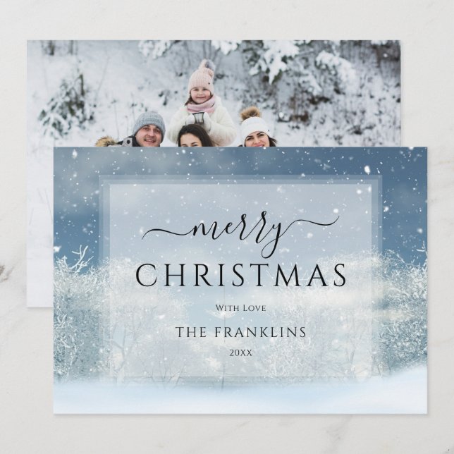 Winter Wonderland Forest Foto Weihnachten (Vorne/Hinten)