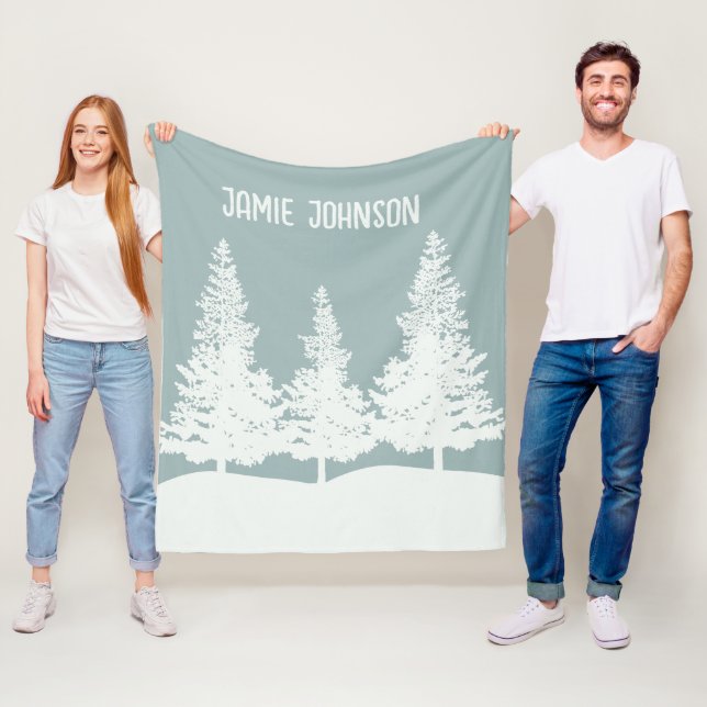 Winter Wonderland Forest Trees Individuelle Name Fleecedecke (Beispiel)