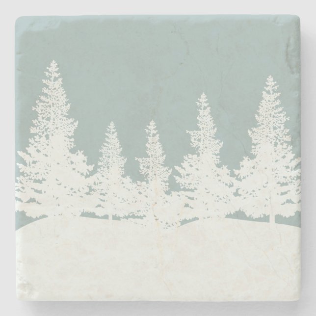 Winter Wonderland Forest Trees Steinuntersetzer (Vorderseite)