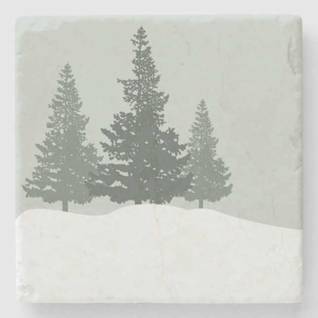 Winter Wonderland Forest Trees Steinuntersetzer (Vorderseite)
