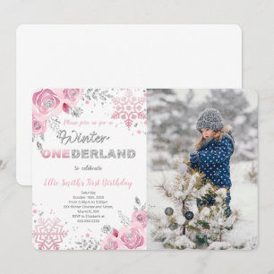 Winter Wonderland Foto-Einladung zum ersten Geburt Einladung
