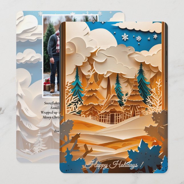Winter Wonderland Foto Feiertagskarte (Vorne/Hinten)