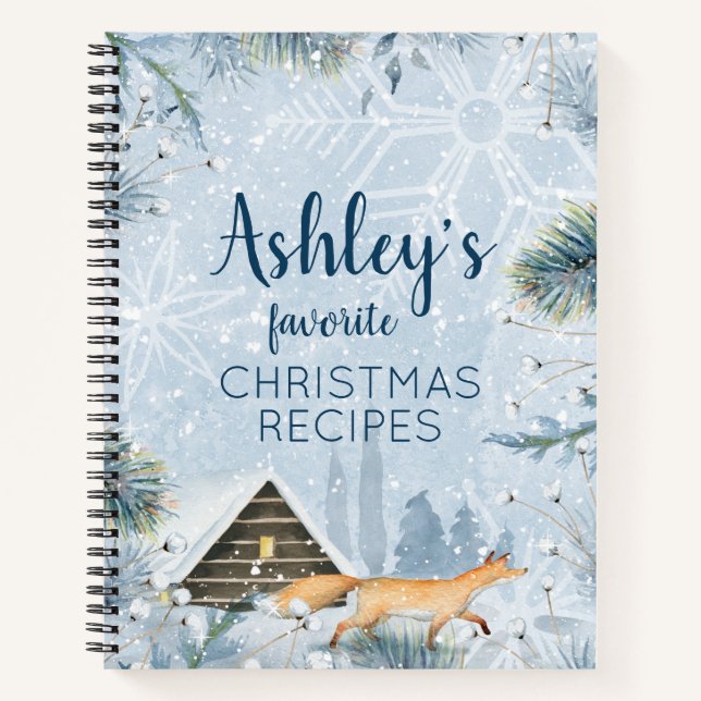 Winter Wonderland Fox Weihnachtsrezept Notizbuch (Vorderseite)