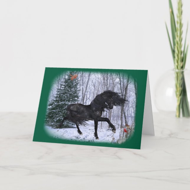 Winter Wonderland Friesian Horse Card Karte (Vorderseite)