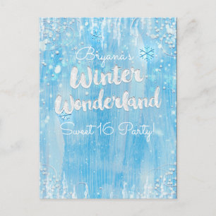 Winter Wonderland Frozen Blue Event Termin speiche Ankündigungspostkarte