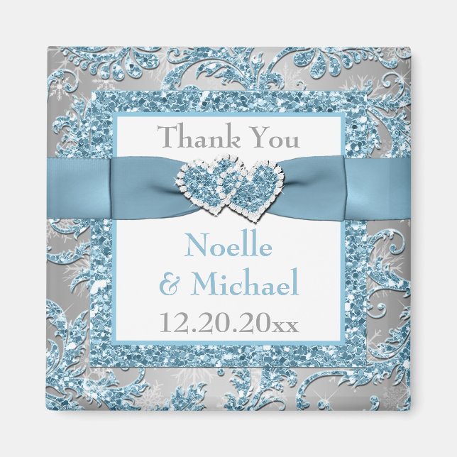 Winter Wonderland Gastgeschenk Hochzeit Danke Magn Magnet (Vorne)