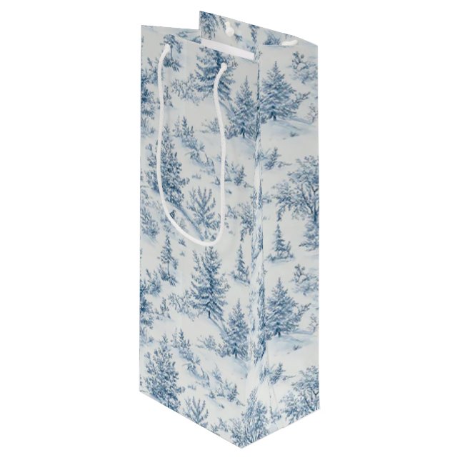 winter wonderland geschenktüte für weinflaschen (Vorderseite Schrägansicht)