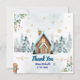 Winter wonderland Gingerbread Baby Shower Dankeskarte